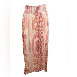 PEYTON JENSEN Cali Coral Maxi Ikat Print 100% Rayon Skirt Size Large
